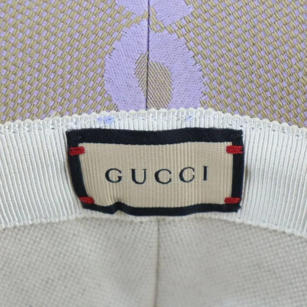 Gucci Bucket Hat Canvas Leather Beige Light Purple Jumbo GG Hat - Picture 6 of 8